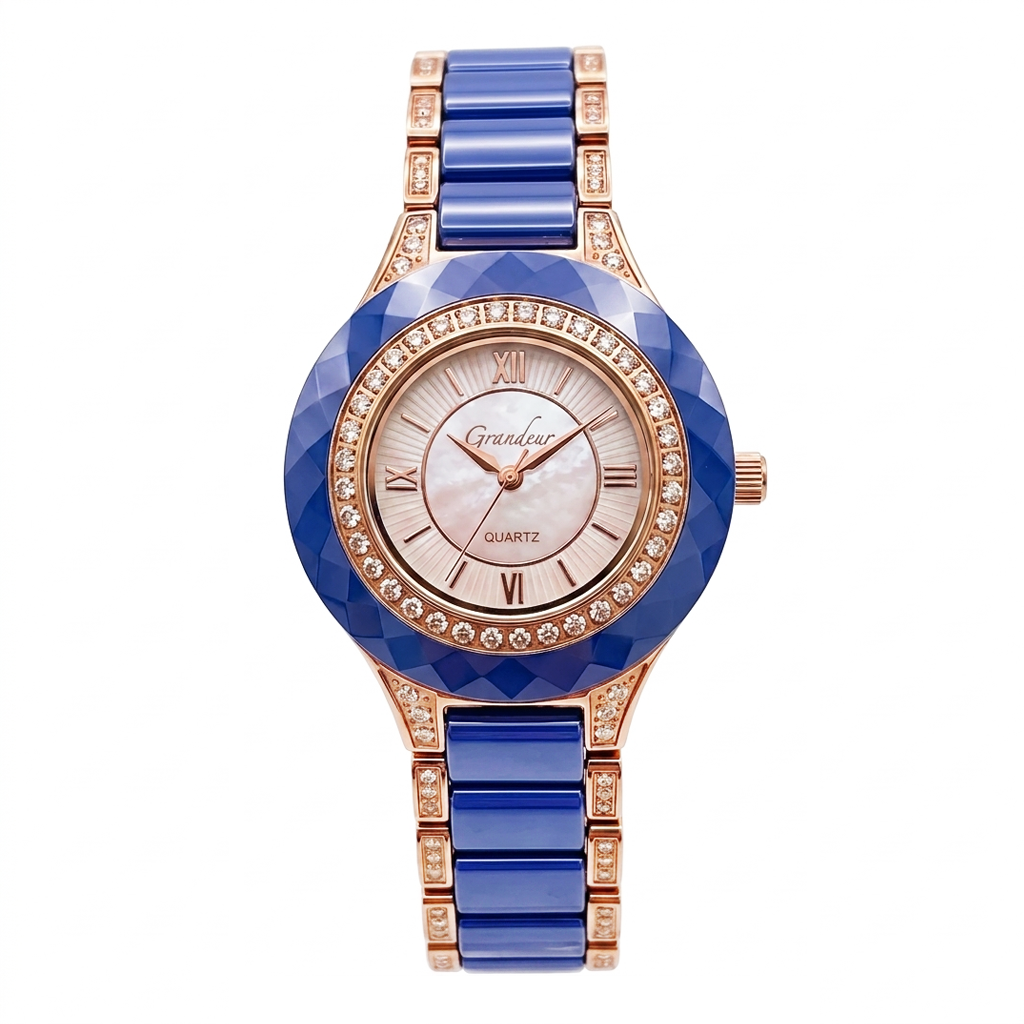 GRANDEUR WATCH GALAXY CERAMIC SERIES ROSE GOLD BLUE CERAMIC G12122