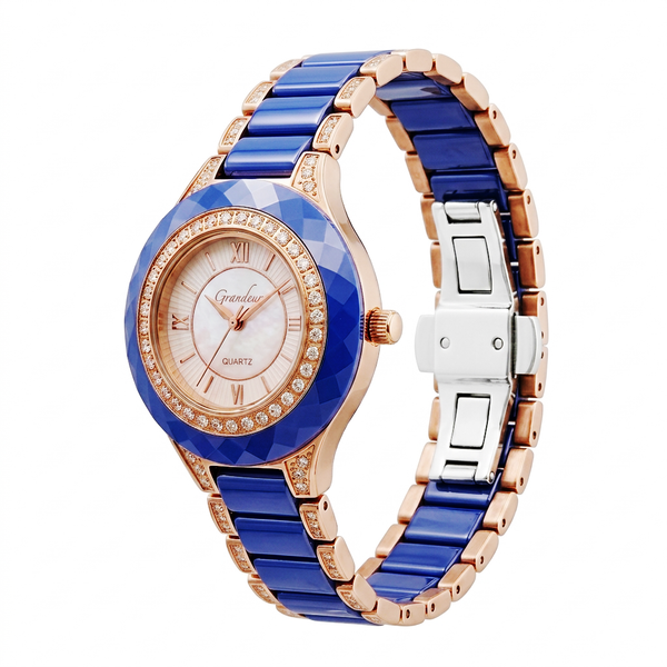 GRANDEUR WATCH GALAXY CERAMIC SERIES ROSE GOLD BLUE CERAMIC G12122