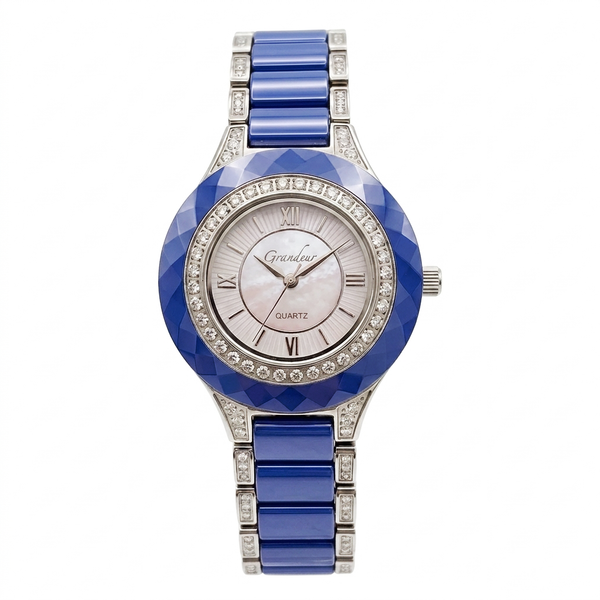 GRANDEUR WATCH GALAXY CERAMIC SERIES WHITE GOLD BLUE CERAMIC G12122