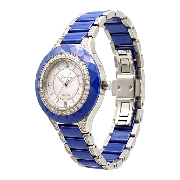 GRANDEUR WATCH GALAXY CERAMIC SERIES WHITE GOLD BLUE CERAMIC G12122