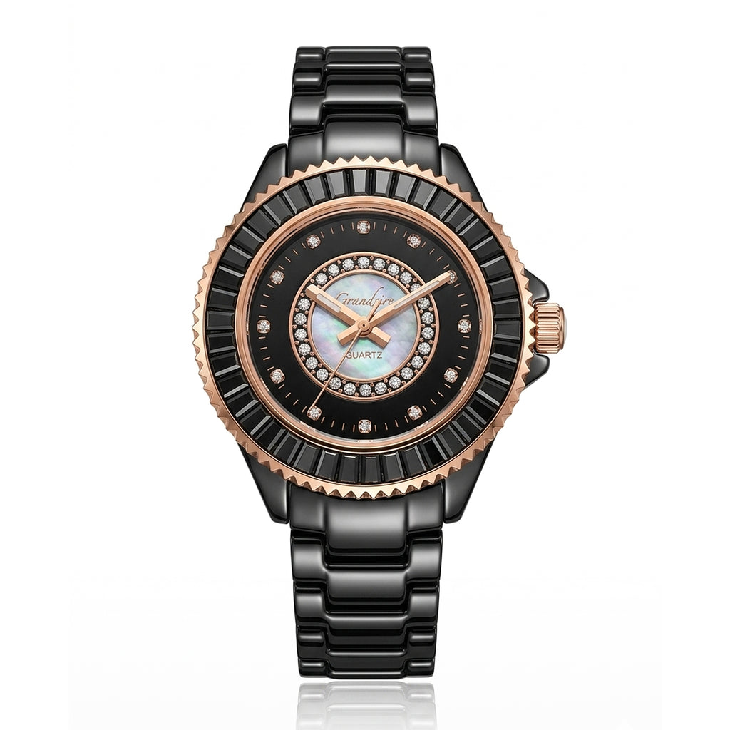 GRANDEUR WATCH GALAXY CERAMIC SERIES ROSE GOLD BLACK CERAMIC G13076