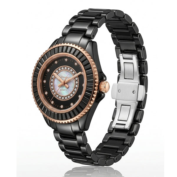 GRANDEUR WATCH GALAXY CERAMIC SERIES ROSE GOLD BLACK CERAMIC G13076