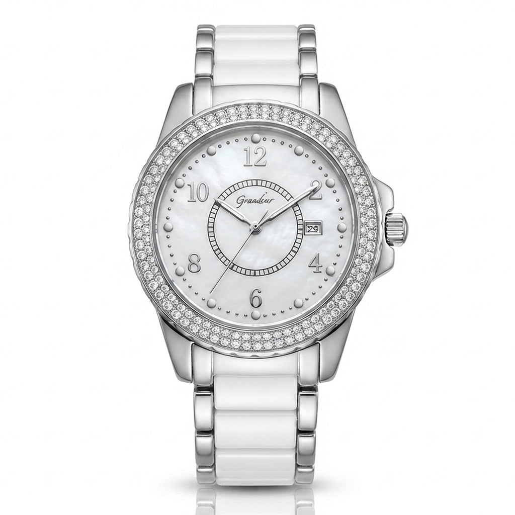 GRANDEUR WATCH GALAXY CERAMIC SERIES WHITE GOLD WHITE CERAMIC G14024