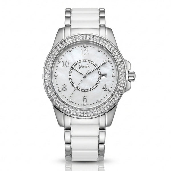 GRANDEUR WATCH GALAXY CERAMIC SERIES WHITE GOLD WHITE CERAMIC G14024