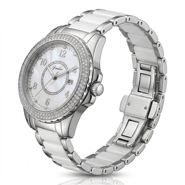 GRANDEUR WATCH GALAXY CERAMIC SERIES WHITE GOLD WHITE CERAMIC G14024