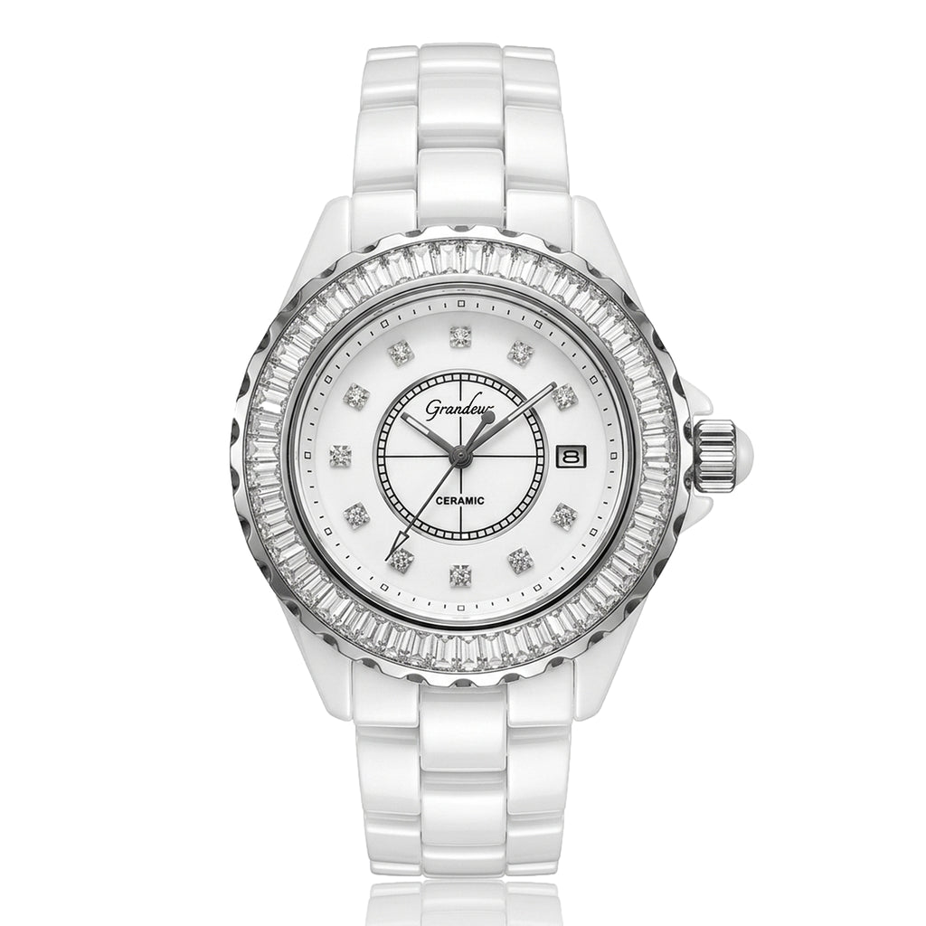 GRANDEUR WATCH GALAXY CERAMIC SERIES WHITE CERAMIC G14309