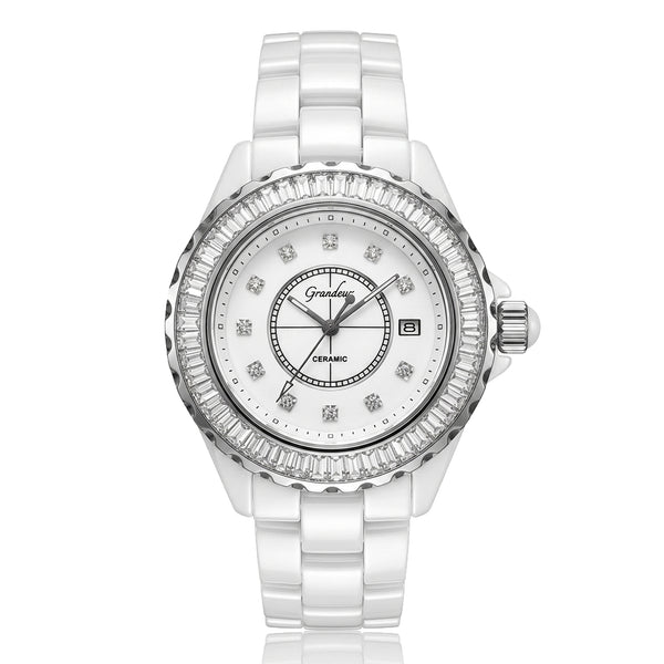 GRANDEUR WATCH GALAXY CERAMIC SERIES WHITE CERAMIC G14309