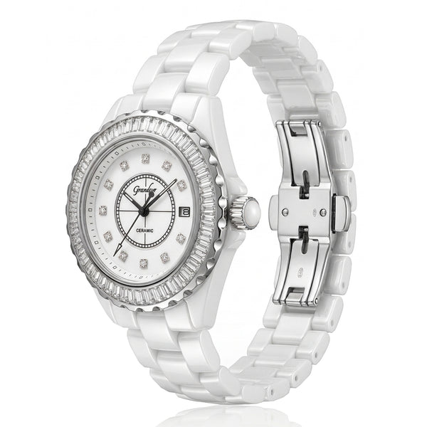 GRANDEUR WATCH GALAXY CERAMIC SERIES WHITE CERAMIC G14309