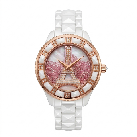 GRANDEUR WATCH GALAXY CERAMIC SERIES ROSE GOLD WHITE CERAMIC G15020
