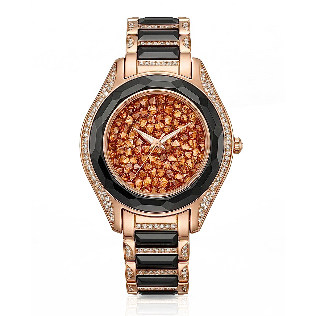GRANDEUR WATCH GALAXY CERAMIC SERIES ROSE GOLD BLACK CERAMIC G15105