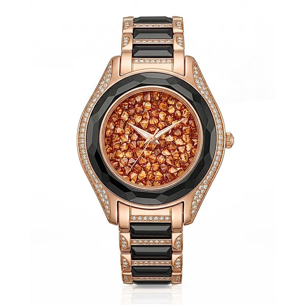GRANDEUR WATCH GALAXY CERAMIC SERIES ROSE GOLD BLACK CERAMIC G15105