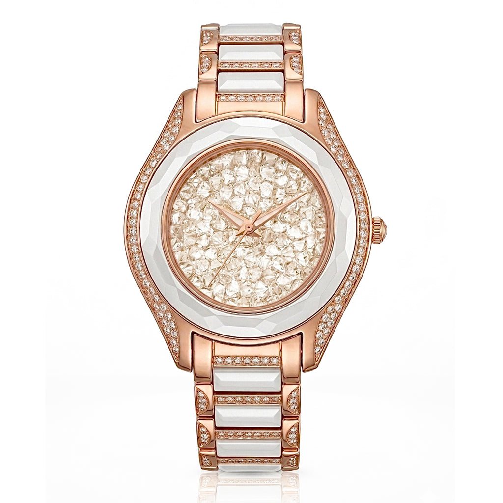 GRANDEUR WATCH GALAXY CERAMIC SERIES ROSE GOLD WHITE CERAMIC G15105