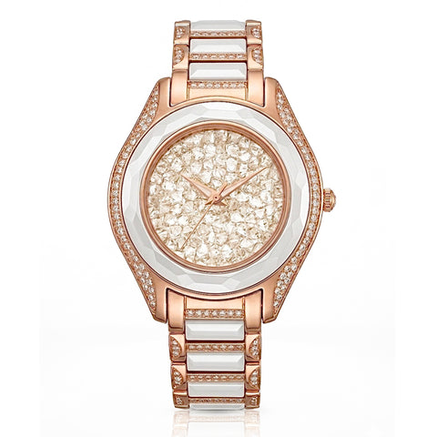 GRANDEUR WATCH GALAXY CERAMIC SERIES ROSE GOLD WHITE CERAMIC G15105