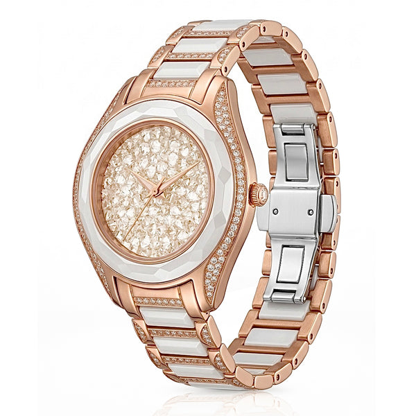GRANDEUR WATCH GALAXY CERAMIC SERIES ROSE GOLD WHITE CERAMIC G15105