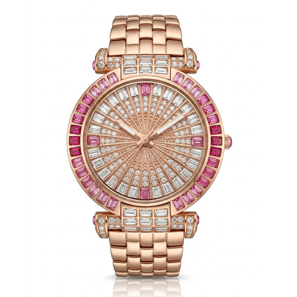 GRANDEUR WATCH FAIRY TALE SERIES ROSE GOLD PINK CRYSTAL G15120