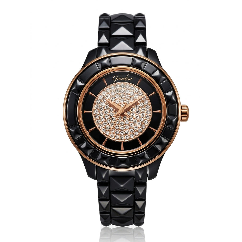 GRANDEUR WATCH GALAXY CERAMIC SERIES ROSE GOLD BLACK CERAMIC G16003