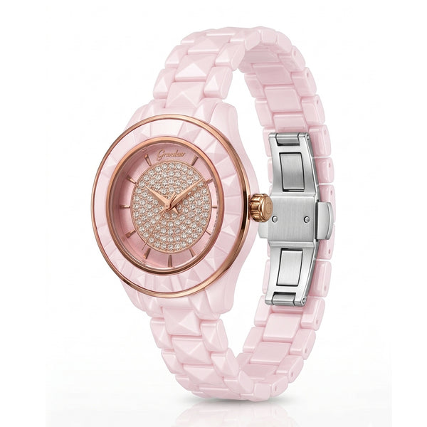GRANDEUR WATCH GALAXY CERAMIC SERIES ROSE GOLD PINK CERAMIC G16003