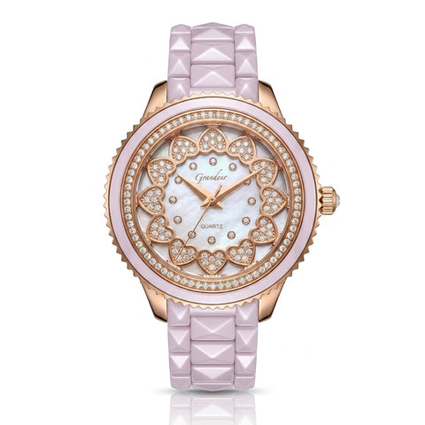 GRANDEUR WATCH GALAXY CERAMIC SERIES ROSE GOLD PINK CERAMIC G16021