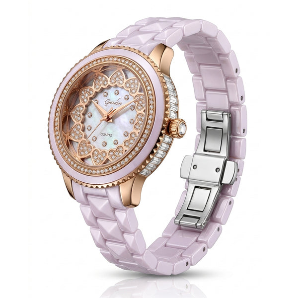 GRANDEUR WATCH GALAXY CERAMIC SERIES ROSE GOLD PINK CERAMIC G16021