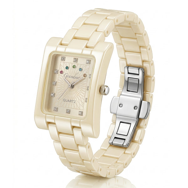 GRANDEUR WATCH GALAXY CERAMIC SERIES BEIGE CERAMIC G16127