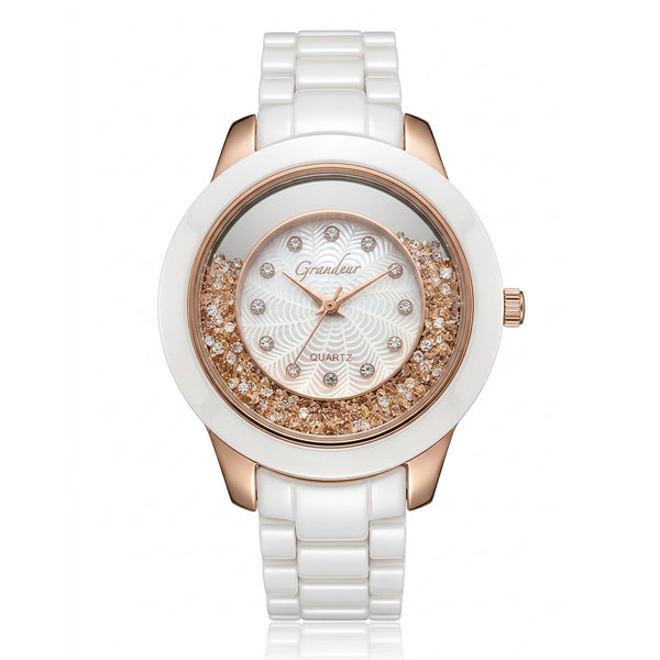 GRANDEUR WATCH GALAXY CERAMIC SERIES ROSE GOLD WHITE CERAMIC G16129