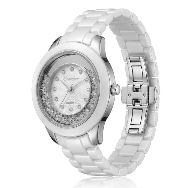 GRANDEUR WATCH GALAXY CERAMIC SERIES WHITE GOLD WHITE CERAMIC G16129
