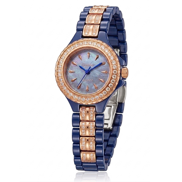 GRANDEUR WATCH GALAXY CERAMIC SERIES ROSE GOLD BLUE CERAMIC G16137