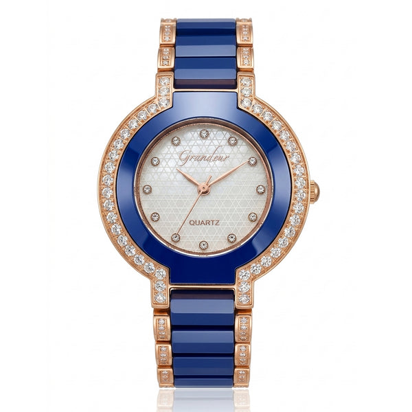 GRANDEUR WATCH GALAXY CERAMIC SERIES ROSE GOLD BLUE CERAMIC G16145