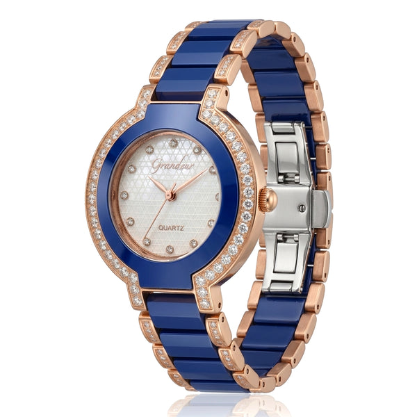 GRANDEUR WATCH GALAXY CERAMIC SERIES ROSE GOLD BLUE CERAMIC G16145