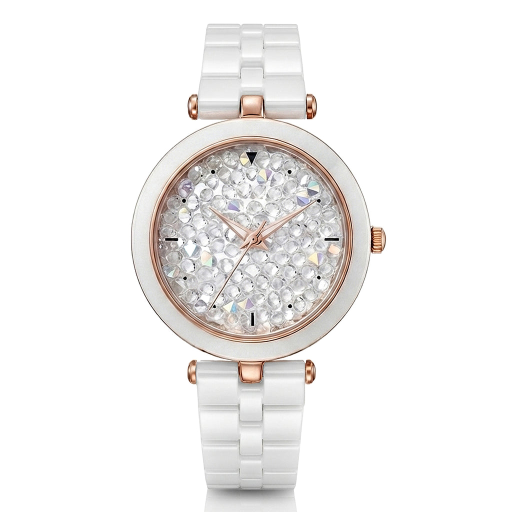 GRANDEUR WATCH GALAXY CERAMIC SERIES ROSE GOLD WHITE CERAMIC G17110