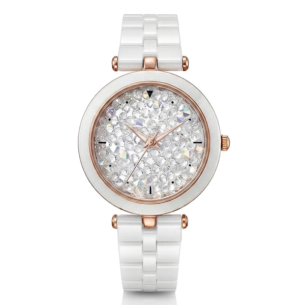 GRANDEUR WATCH GALAXY CERAMIC SERIES ROSE GOLD WHITE CERAMIC G17110