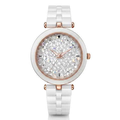 GRANDEUR WATCH GALAXY CERAMIC SERIES ROSE GOLD WHITE CERAMIC G17110