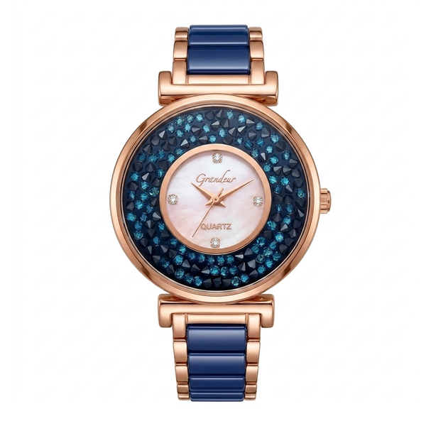 GRANDEUR WATCH GALAXY CERAMIC SERIES ROSE GOLD BLUE CERAMIC G18102