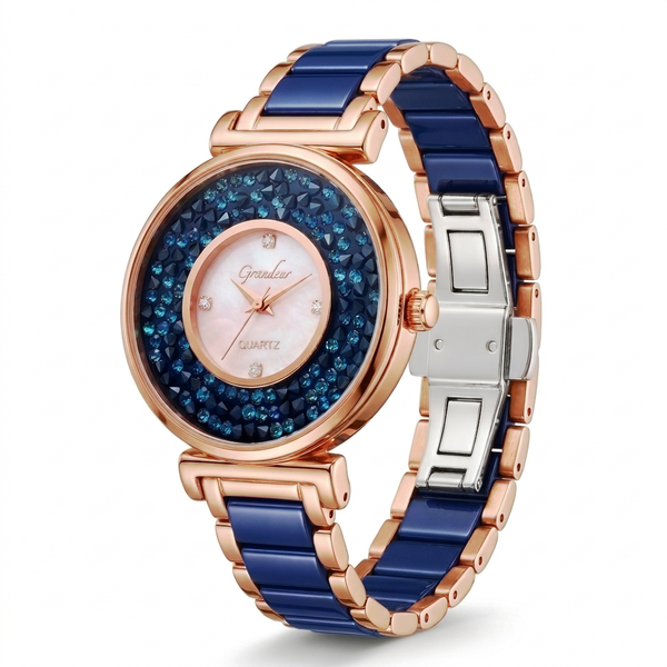 GRANDEUR WATCH GALAXY CERAMIC SERIES ROSE GOLD BLUE CERAMIC G18102
