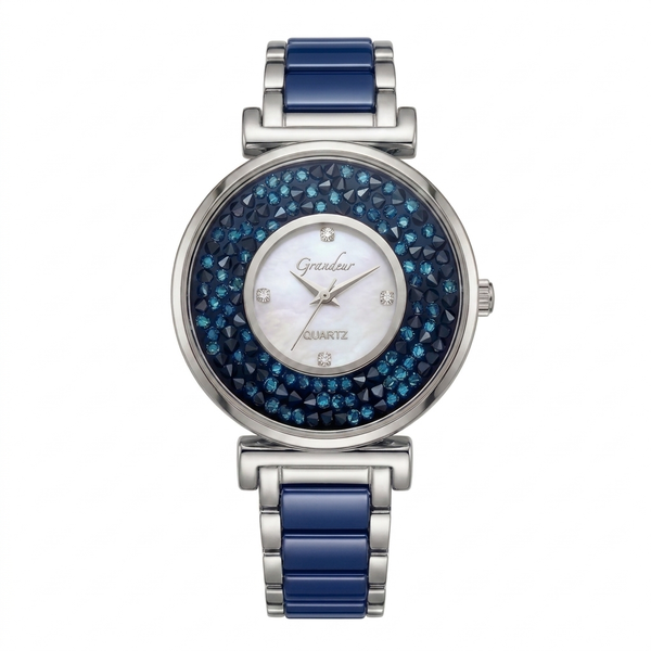 GRANDEUR WATCH GALAXY CERAMIC SERIES WHITE GOLD BLUE CERAMIC G18102