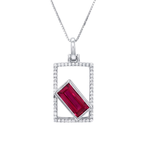 GRANDEUR BAGUETTE LAB GROWN RUBY PENDANT P21003A