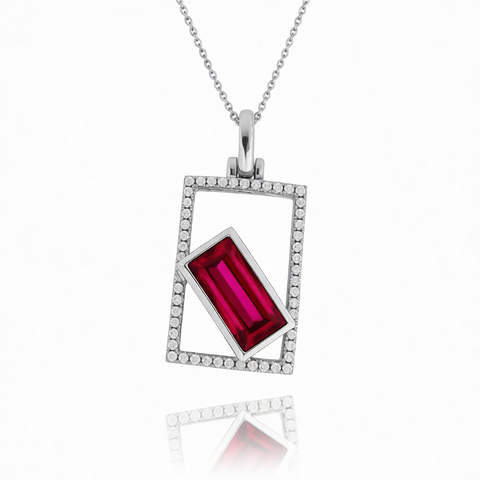 GRANDEUR BAGUETTE LAB GROWN RUBY PENDANT P21003