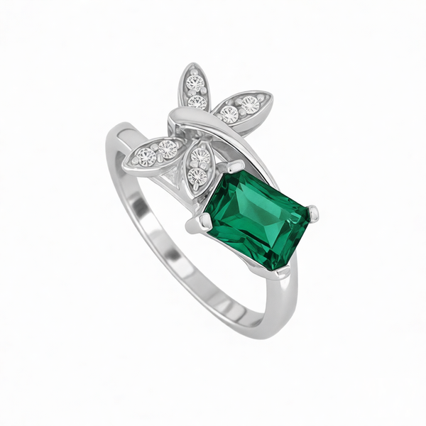 GRANDEUR EMERALD CUT LAB GROWN EMERALD RING R12083