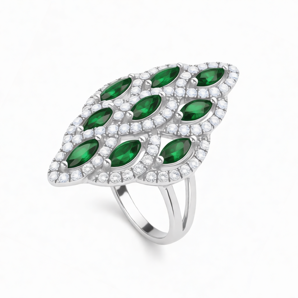 GRANDEUR MARQUISE LAB GROWN EMERALD RING R12025