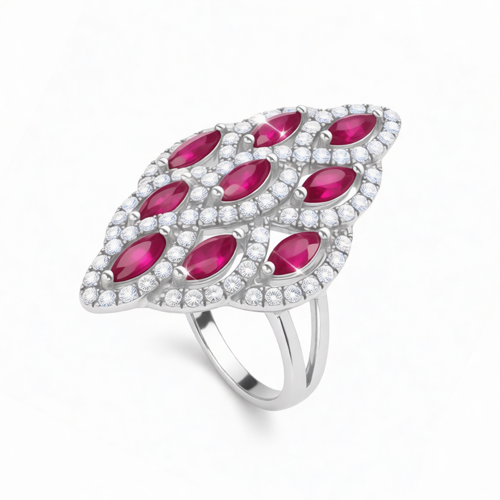 GRANDEUR MARQUISE LAB GROWN RUBY RING R12024