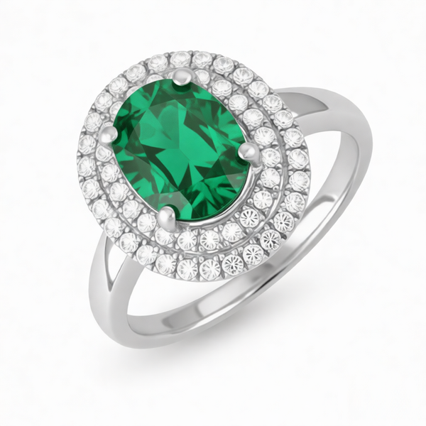 GRANDEUR OVAL LAB GROWN EMERALD RING R12011