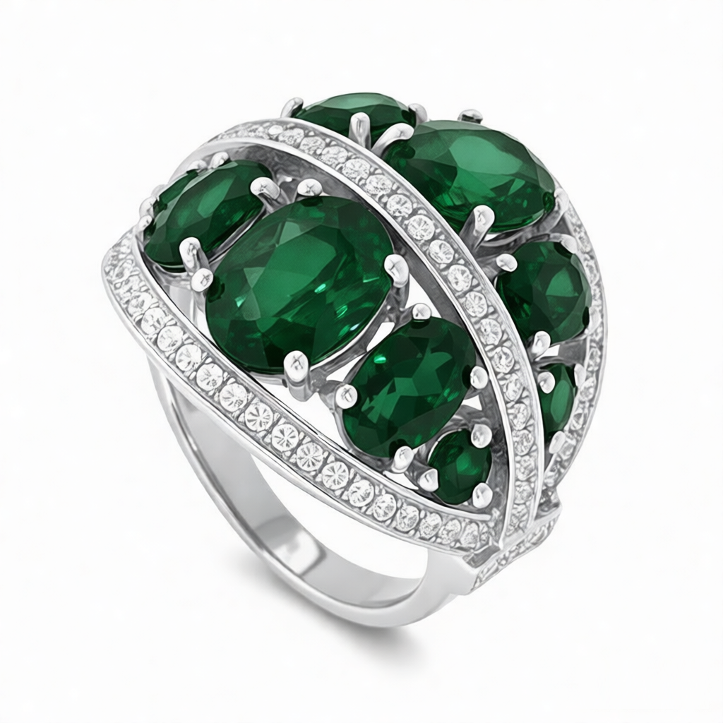 GRANDEUR OVAL LAB GROWN EMERALD RING R12103