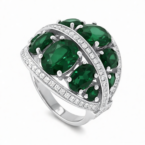 GRANDEUR OVAL LAB GROWN EMERALD RING R12103