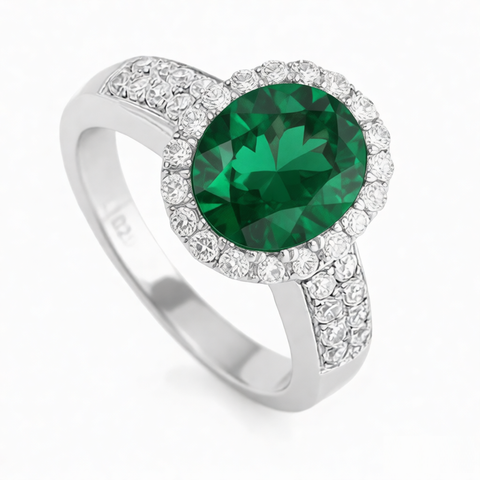 GRANDEUR OVAL LAB GROWN EMERALD RING R12111