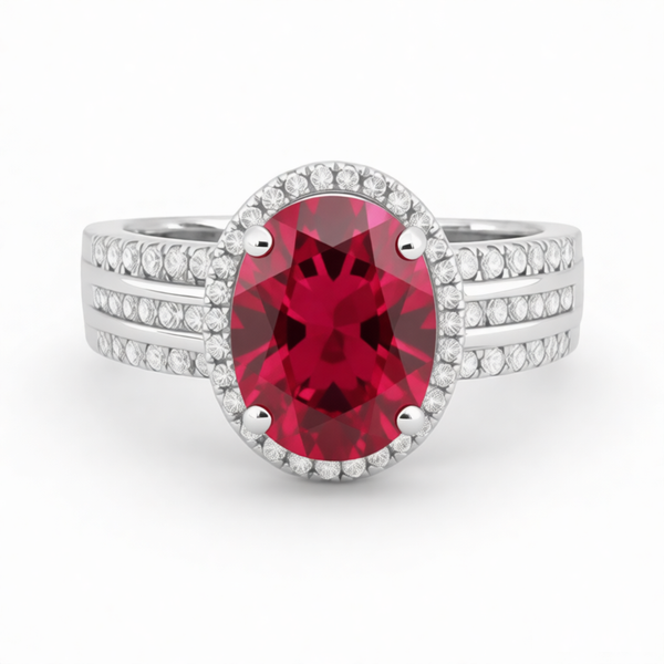 GRANDEUR OVAL LAB GROWN RUBY RING R12016