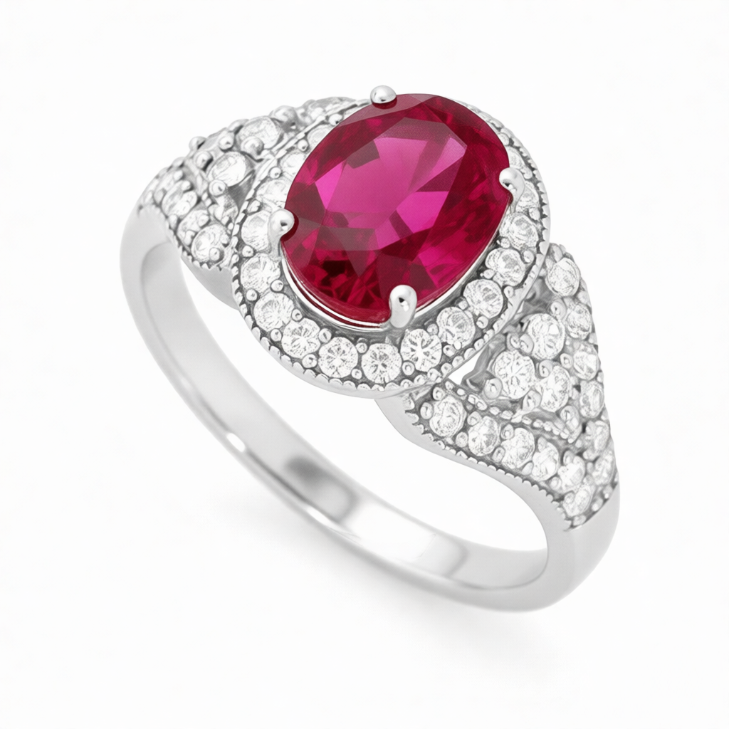 GRANDEUR OVAL LAB GROWN RUBY RING R12020