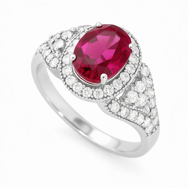GRANDEUR OVAL LAB GROWN RUBY RING R12020