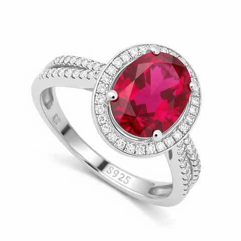 GRANDEUR OVAL LAB GROWN RUBY RING R12056