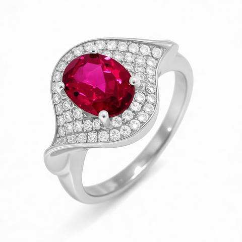 GRANDEUR OVAL LAB GROWN RUBY RING R12067