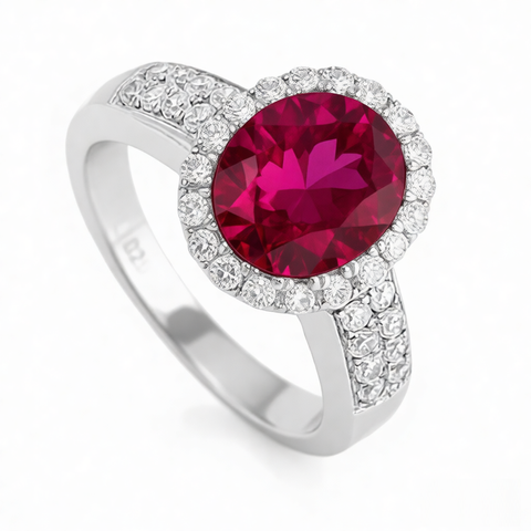 GRANDEUR OVAL LAB GROWN RUBY RING R12110